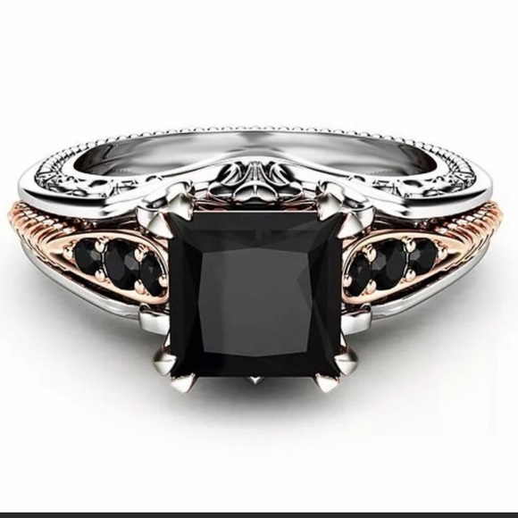 Jewelry - 9.25 Sterling Siver & Faceted Black Sapphire Womens Ring Size 8